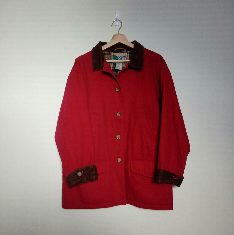 vintage red chore/barn coat
